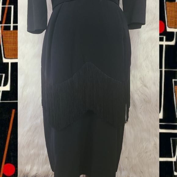 Vintage-1950s little black fringe dress - Picture 4 of 6